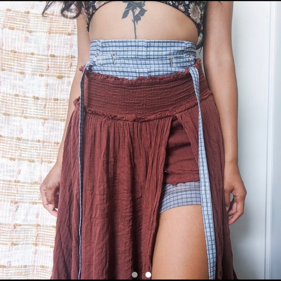 ISO: Free People burgundy Day by Day midi skirt with built in shorts - Picture 2 of 2